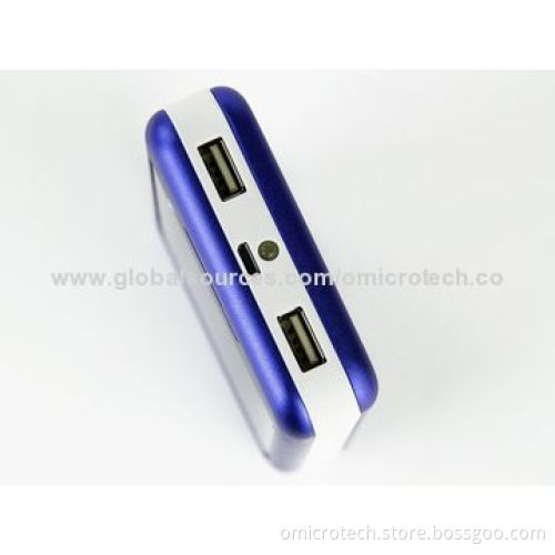 Dual USB Port Solar Power Bank with High Capacity and Super-thin Case, Measures 125 x 75 x 14mm